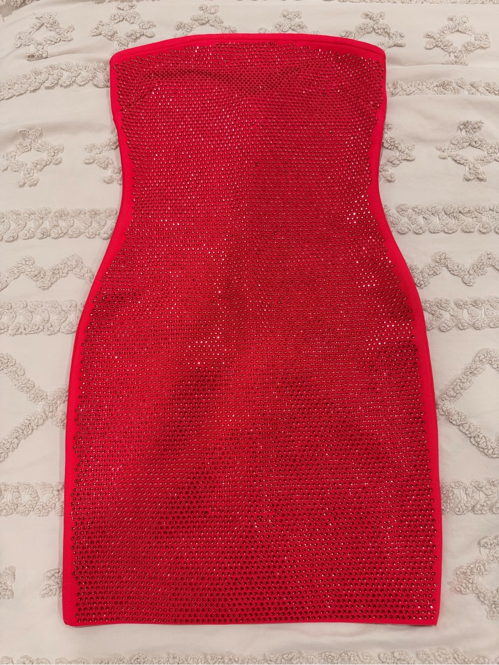 NWT Bella Barnett Sexy Hot Pink Crystal Mini Dress